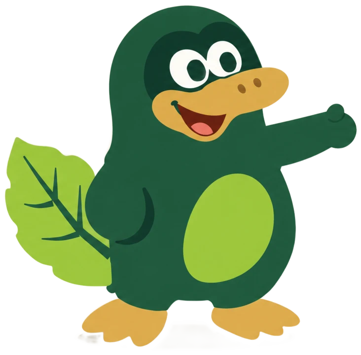 Platy the platypus pointing